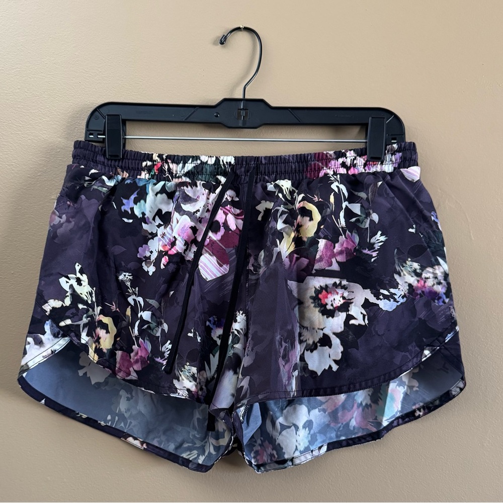 Old Navy Women's Floral Athletic Shorts - Black and Purple